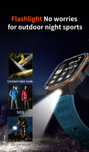 Montre connectée tendance 2025 HT38 IP68 étanche avec boussole, lampe torche LED, surveillance du sommeil, assistant vocal, montre intelligente pour homme - Product Image 6