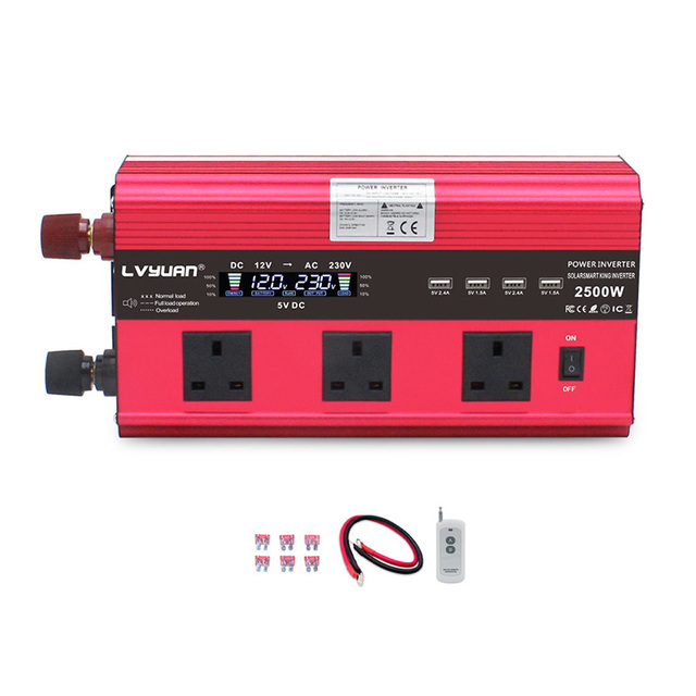 LVYUAN 2000W 4000W Peak Power Car Invertor with USB 12V 24V 220V/240V Inverser 2000w Modified Sine Wave Power Inverter