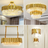 Lampe suspendue en métal de grande taille, très vendue, moderne, avec cristaux K9, lampe LED, pour îlot de cuisine, lampe suspendue moderne de luxe