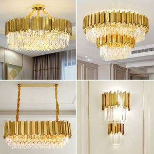 Lampe suspendue en métal de grande taille, très vendue, moderne, avec cristaux K9, lampe LED, pour <span class=keywords><strong>îlot</strong></span> de <span class=keywords><strong>cuisine</strong></span>, lampe suspendue moderne de luxe - Product Image 2