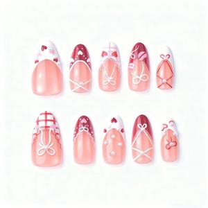 Ongles press-on réutilisables en ABS de qualité supérieure pour la Saint-Valentin, avec revêtement en gel UV, écologiques et durables - Product Image 2