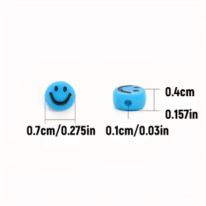 500g/sac 3500 pièces Perles plates en acrylique de 7 mm avec visage souriant pour la fabrication de bijoux DIY Bracelet Collier Porte-clés Matériaux - Product Image 6