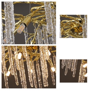 Luminaire suspendu moderne en cristal Lustre décoratif à LED pour branche d'arbre de salon à la mode Lampe suspendue - Product Image 6