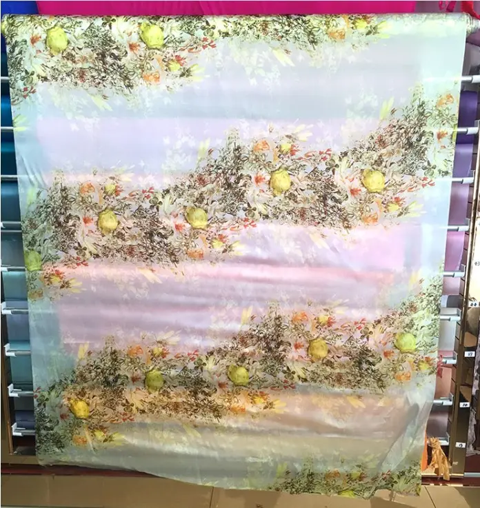 Tela de organza de seda pura 100 con estampado digital india