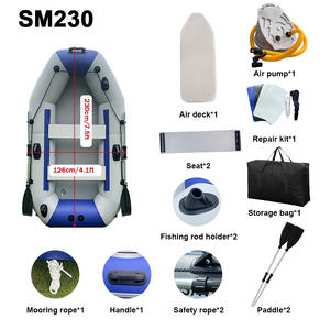 2.3M <span class=keywords><strong>3</strong></span> persona barca da pesca gonfiabile 7,5 piedi canottaggio canoa aria pavimento con accessori gratuiti gommone - Product Image 6