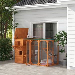 Spacious Luxury Modern Wooden <strong>Cat</strong> House <strong>Outdoor</strong> <strong>Cat</strong> Cage <strong>Enclosure</strong> Run Weatherproof Roof Multi-Level Platforms for <strong>Cats</strong> Kittens - Product Image 2