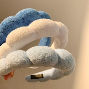 Blue cloud-shaped <strong>headband</strong> for women, high-crown wide-band hair clip for washing face, trendy <strong>2023</strong> autumn/winter <strong>new</strong> style - Product Image 3