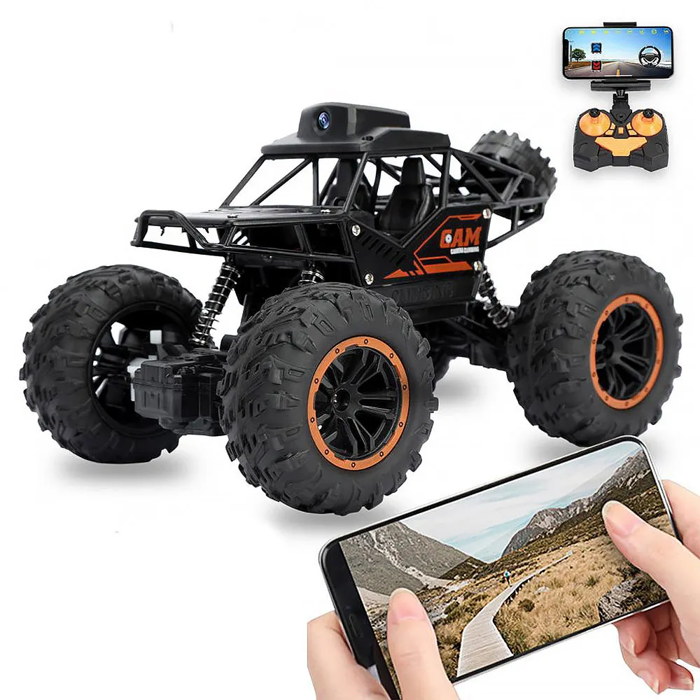 Mobil Remote Control 1 16, Mobil Remote Control 4KHD 1080P Kamera 2.4G VR Radio RC Aloi Off Road Monster Kendaraan 15Km/Jam Mainan Elektronik untuk Anak-anak