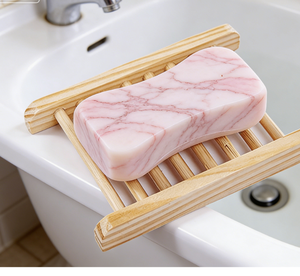 Portasapone in bambù naturale con scarico, vassoio porta sapone in <span class=keywords><strong>legno</strong></span> per bagno e doccia - Product Image 4