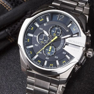 นาฬิกาควอทซ์ผู้ชาย dieselt สายสแตนเลสแซฟไฟร์คริสตัลกันน้ำ100เมตรโซนเวลาสองครั้งแฟชั่นสไตล์ธุรกิจ DZ4355 - Product Image 1