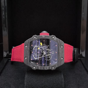 Reloj Mecánico de Fibra de Carbono para Hombre, Correa de Goma de Alta Calidad, Diseño Moderno y Colorido, Estilo Tonneau, Personalizado y de Lujo - Product Image 1