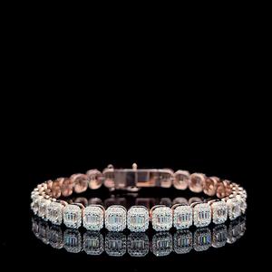 Pulsera de tenis estilo Hip Hop con incrustaciones de moissanita VVS tipo baguette, de oro blanco de 7.5mm y plata 925, para hombre y mujer - Product Image 1