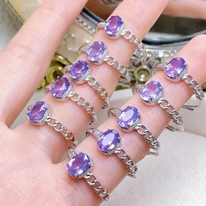 Bague en argent sterling 925 avec améthyste lavande naturelle, pierre précieuse violette ovale 5x7mm, pierre de naissance de février, bijoux romantiques, vente en gros - Product Image 2