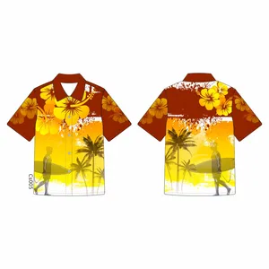 Custom Printed Pattern Logo Latest New Design Men's Hawaiian Shirt Beach Hawaiian Shirts For Men