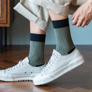 Men's Pure Cotton Crew Socks Solid Color Sweat Absorbent Breathable Spring Autumn Casual Youth Middle Aged - Product Image 3