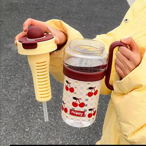 Bouteille d'eau en plastique L pour femmes et hommes de grande capacité de 1200ml, tasse de luxe premium pour le bureau et l'extérieur avec bouchon, nouvelle tasse Ice King - Product Image 3