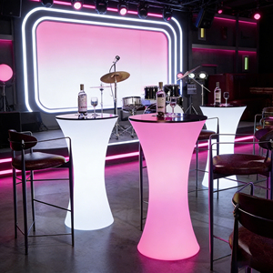 Juego de Muebles de Plástico para Jardín, Patio, Terraza, con Iluminación LED, Mesa de Bar Alta, Sillas y Sofá, para Fiestas y Eventos - Product Image 2