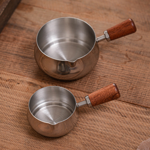 Tazón para Salsas de Acero Inoxidable 304 con Mango de Madera, Plato para Salsas de Comida Occidental, Cuchara para Condimentos, Plato para Salsas de Tomate y Ensalada - Product Image 3