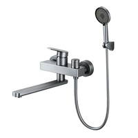 Ensemble de douche mural moderne et minimaliste en alliage d'aluminium, mitigeur trois fonctions chaud-froid à double poignée, vente en gros d'usine