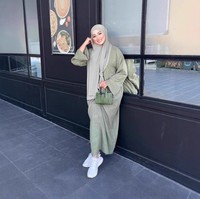 Abaya décontractée pour femmes Loriya, couleur unie, simple, manches droites à fente, en lin, pour robe musulmane de Dubaï