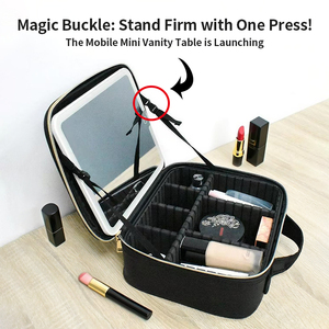 Nhà Máy Tùy Chỉnh Chất Lượng Cao Vanity USB LED Ánh Sáng Gương Trang Điểm Di Động Kit Vẻ Đẹp Trường Hợp Màu Hồng Du Lịch Tổ Chức Mỹ Phẩm Túi - Product Image 2