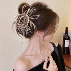 Élégant chouchou floral pour cheveux, motif rose douce, pour enfants, idéal pour les soirées, accessoire de vente en gros - Product Image 1