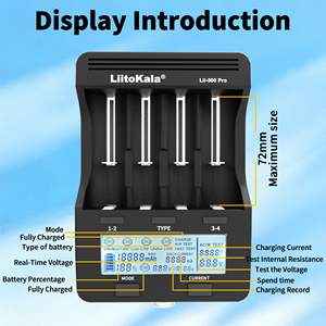 Chargeur intelligent LCD LiitoKala Lii-500 Pro amélioré avec adaptateur, 4 modes de fonctionnement, testeur de capacité de batterie et <span class=keywords><strong>ACIR</strong></span> - Product Image 2