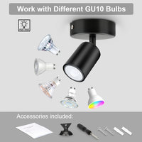 Applique murale LED GU10 réglable, noir mat, moderne, pour cuisine, maison, bureau, chambre