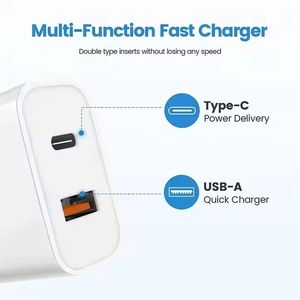 อะแดปเตอร์แปลงไฟ PD 20W แบบ Type-C ชาร์จเร็ว USB A+C สำหรับโทรศัพท์ 14 15 Pro Max - Product Image 5