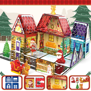 55 Piezas de Bloques de Construcción Magnéticos Navideños 3D, Azulejos Educativos de Seguridad para Niños, Juguetes de Azulejos Magnéticos Coloridos para Bebés - Product Image 5