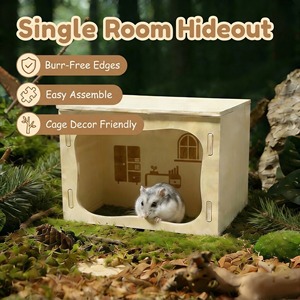 Villa confortable pour hamster, maison en bois multi-espaces, bois massif naturel, espace d'exploration amusant - Product Image 2