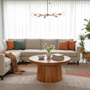 Contemporary Modern <b>Round</b> Wooden Coffee <b>Table</b> for Living Room Furniture <b>Solid</b> <b>Wood</b> Center <b>Table</b> with Natural Grain Finish - Product Image 1