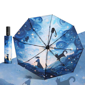 Upf 50 + <span class=keywords><strong>Vincent</strong></span> Van Gogh Oil Printing <span class=keywords><strong>Auto</strong></span> Open Close Parapluie pluvieux ensoleillé - Product Image 1