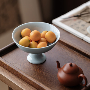 Guanlan High Footed Fruit <b>Plate</b> <b>Ceramic</b> Round Dish For Afternoon Tea Dessert Serving Tray - Product Image 4