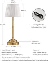 Moderne Wiederaufladbare LED-Tischlampe mit Stoffschirm, Kabellose Batterie E14 Leuchte mit Touchfunktion, Ideal zur Dekoration von Esstischen und Schlafzimmern