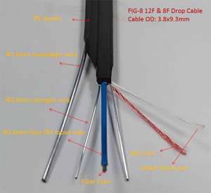MINIフィギュア8光ファイバーケーブル2km/ドラム空中GYXTBC8Y1.6mm亜鉛メッキメッセンジャーフラットfig8ケーブル2 4 6 8 1224コア - Product Image 4