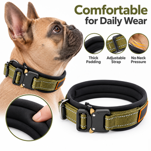 <span class=keywords><strong>Collier</strong></span> tactique robuste personnalisé pour <span class=keywords><strong>chien</strong></span>, rembourré en néoprène souple, boucle à dégagement rapide, anneau en D métallique, réfléchissant, pour la promenade en extérieur - Product Image 4