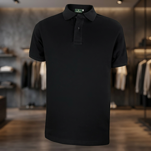 Men's <b>Black</b> Short Sleeve <b>Polo</b> <b>Shirt</b> 100% Cotton Pique Knitted Casual Breathable Solid Color Regular Fit - Product Image 4