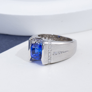 Messi Jewelry MSR-1948 925 <b>Silver</b> Cushion Shape Lab Gemstone <b>Ring</b> <b>Men</b> <b>Ring</b> - Product Image 3