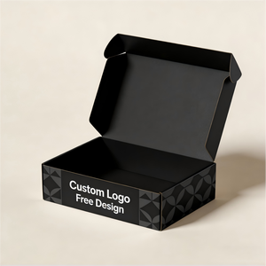 Boîtes d'expédition en carton ondulé écologiques personnalisées avec logo, emballages noirs en gros, boîtes cadeaux pliables en papier - Product Image 1