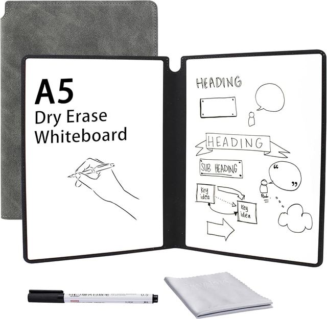 YEKO Whiteboard Notebook A5/A4 Portable Erasable Faux Leather Desktop Memo Board Draft Handwriting Board PU