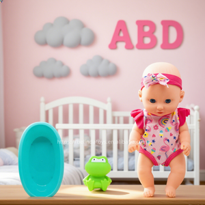 Encantadora <span class=keywords><strong>muñeca</strong></span> de ojos abiertos de vinilo completo de 10 pulgadas con <span class=keywords><strong>bañera</strong></span>, botella o rana <span class=keywords><strong>para</strong></span> niños, juego de baño de simulación - Product Image 4