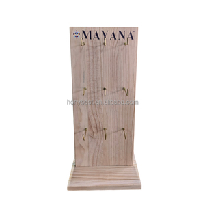 Présentoir de Comptoir Rotatif <span class=keywords><strong>en</strong></span> <span class=keywords><strong>Bois</strong></span> à 3 Niveaux et 2 Faces pour Bijoux, Boucles d'Oreilles et Porte-clés - Product Image 1