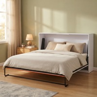 Lit mural pliant vertical moderne en alliage d'aluminium, transformable et peu encombrant, disponible en plusieurs tailles
