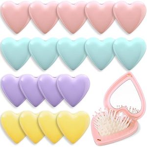 Mini cepillos plegables portátiles con espejo, peine de viaje bonito para masaje del cuero cabelludo para mujeres y niñas - Product Image 1