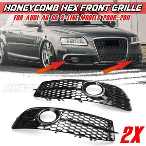 2x Rejilla de Cubierta de Faro Antiniebla Delantero para Coche, Diseño Panal de Abeja Hexagonal, para Audi A6 C6 S-Line 2008-2011 4F0807681Q01C 4F0807681Q02C - Product Image 1