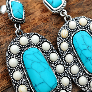 Orecchini Pendenti Vintage Blu-Verde, Gioielli Artistici di Moda per Donne - Product Image 4