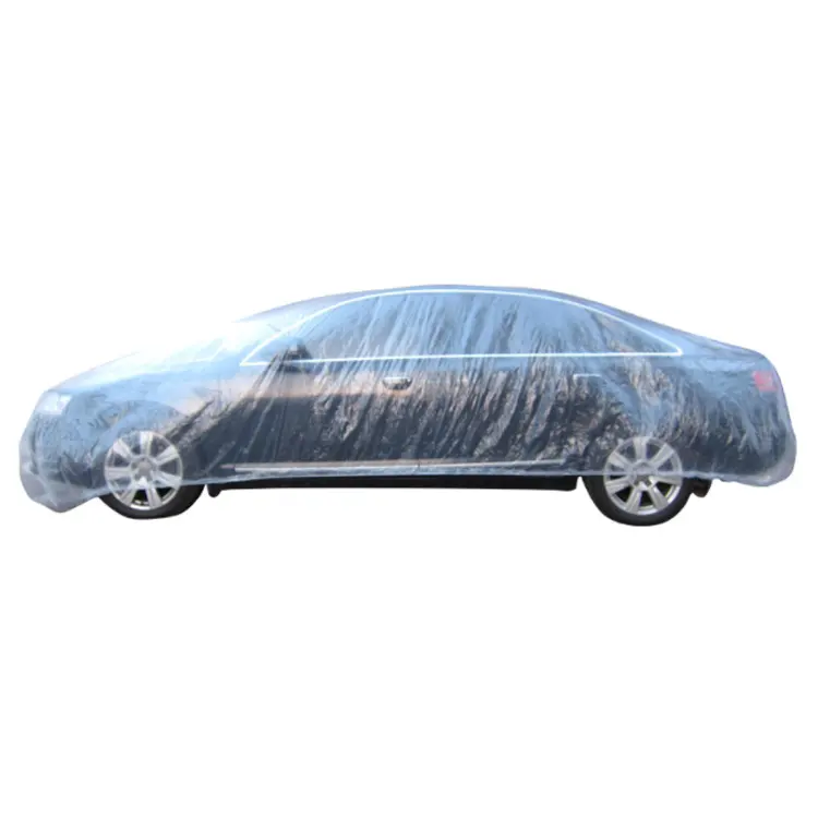 새로운 자동차 커버 야외 일회용 플라스틱 커버 방수 먼지 비 내성