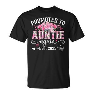 T-shirt floreale Promoted To Auntie Again Est 2025 per futura nonna - Product Image 1