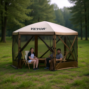 Carpa hexagonal desplegable DB de 12x12 pies con paredes de malla para acampar y uso en exteriores - Product Image 2